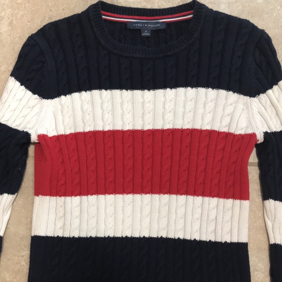 EUC! Tommy Hilfiger Blue,red, & off white womans sweater. Size medium. - Picture 3 of 4